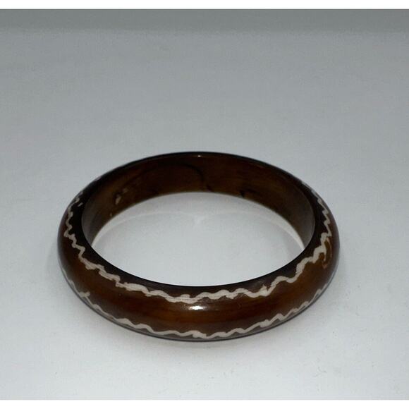 African Style Bangle Bracelet Brown Acrylic, J-01-45 - Picture 7 of 7